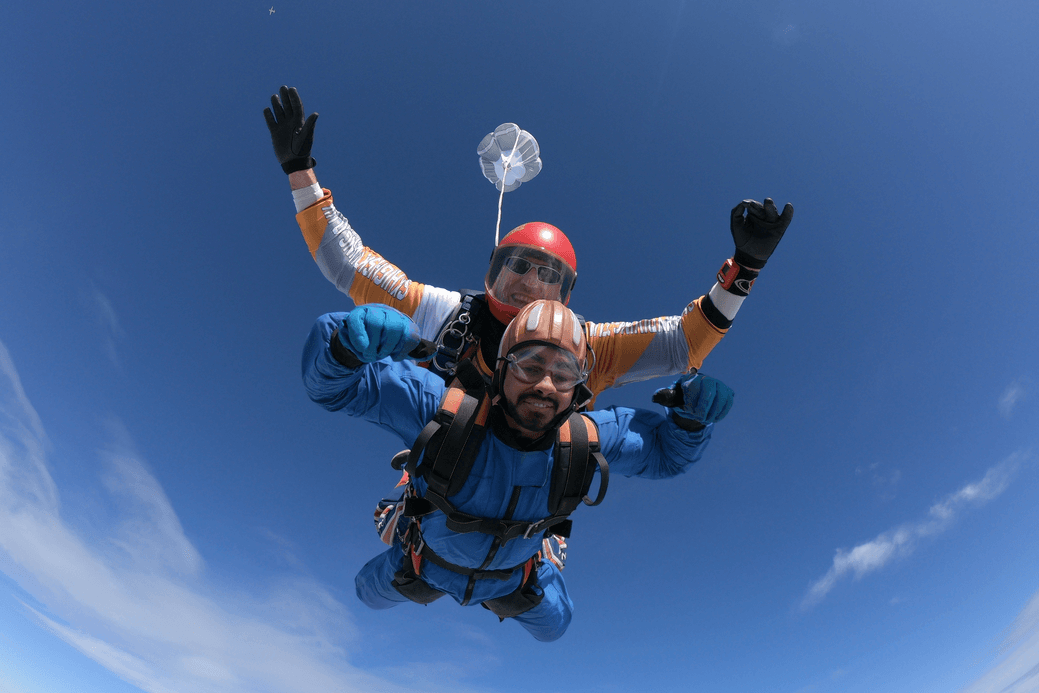 Tandem skydiving over Durham